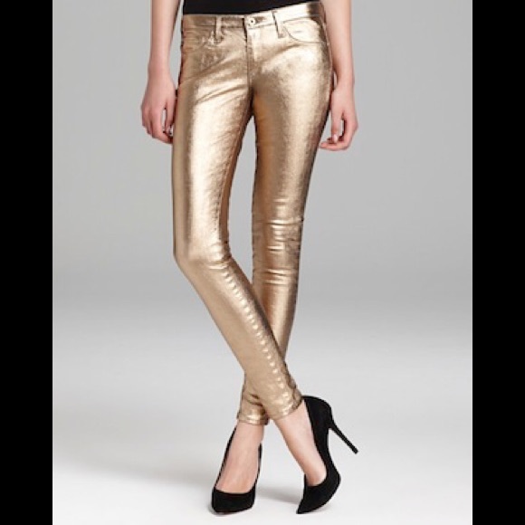 rose gold metallic jeans